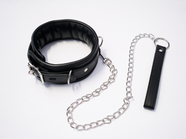 Bondage Halsband mit Leine gepolsterte BDSM Halsfessel