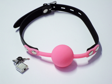 Rosa Ballknebel mit Schloss 4,2cm Pink Ball Gag