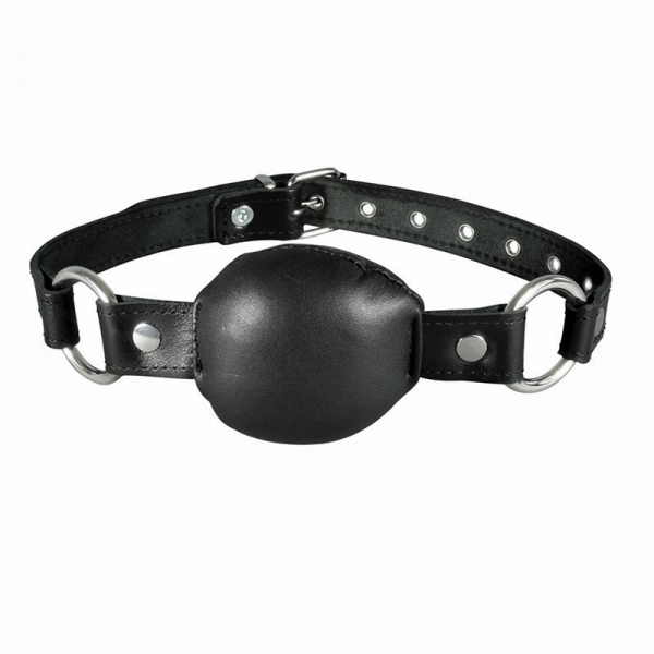 schwarzer softer Lederball Knebel